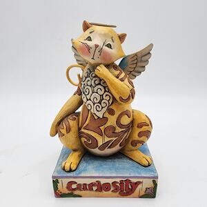 Vintage Jim Shore "Curiosity" Cat Figurine 6" Angel Wings Heartwood Creek 2006